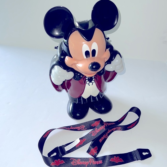 Vampire Mickey Popcorn Bucket Glow in the Dark Walt Disney Parks Halloween Party - Picture 3 of 8